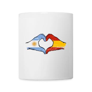 Argentina Spain Flag Hands Heart Shape Used - Mug - white - Front
