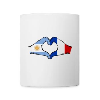Argentina France Flag Hands Heart Shape - Mug - white - Front