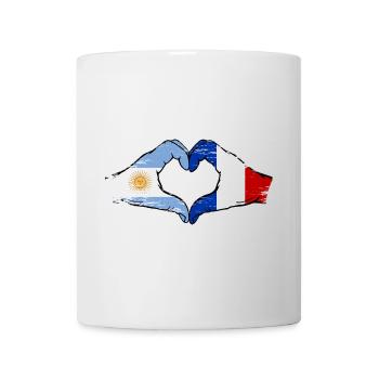 Argentina France Flag Hands Heart Shape Used - Mug - white - Front