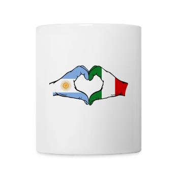 Argentina Italy Flag Hands Heart Shape - Mug - white - Front