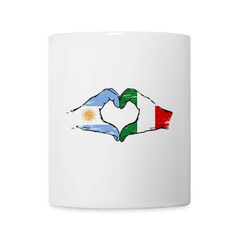 Argentina Italy Flag Hands Heart Shape Used - Mug - white - Front