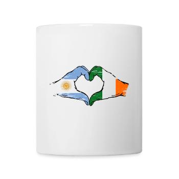 Argentina Ireland flag hands heart shape used - Mug - white - Front