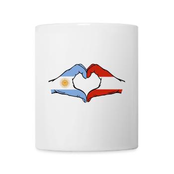 Argentina Austria Flag Hands Heart Shape - Mug - white - Front