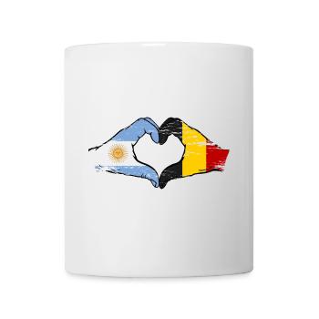 Argentina Belgium Flag Hands Heart Shape Used - Mug - white - Front
