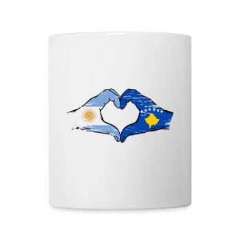 Argentina Kosovo flag hands heart shape used - Mug - white - Front