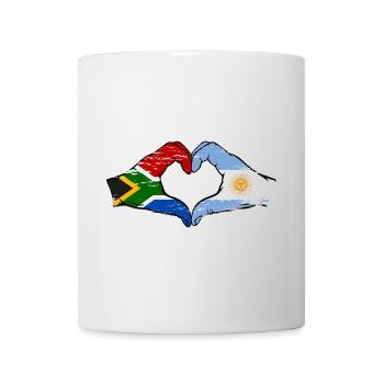 South Africa Argentina Flag Hands Heart Shape Used - Mug - white - Front