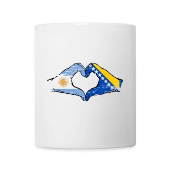 Argentina Bosnia Flag Hands Heart Shape Used - Mug - white - Front