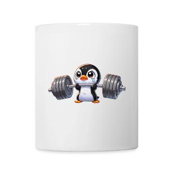 Entraînement d’haltères d’entraînement de pingouin fort - Mug blanc - blanc - Devant