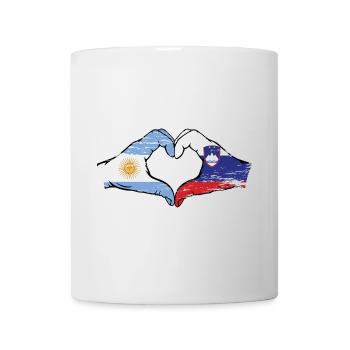 Argentina Slovenia flag hands heart shape used - Mug - white - Front