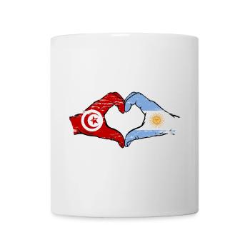 Tunisia Argentina Flag Hands Heart Shape Used - Mug - white - Front