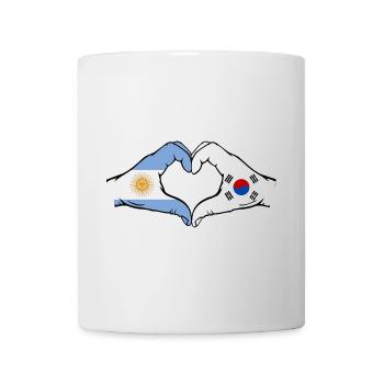Argentine Corée du Sud Drapeau Mains Coeur Forme - Mug blanc - blanc - Devant