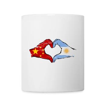 China Argentina Flag Hands Heart Shape Used - Mug - white - Front