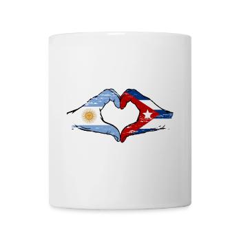 Argentina Cuba Flag Hands Heart Shape Used - Mug - white - Front