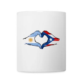 Argentina Puerto Rica Flag Hands Heart Shape Used - Mug - white - Front