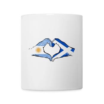 Argentina Scotland flag hands heart shape used - Mug - white - Front