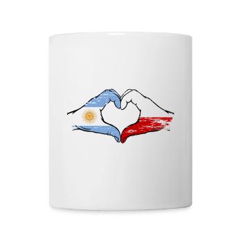 Argentina Poland Flag Hands Heart Shape Used - Mug - white - Front
