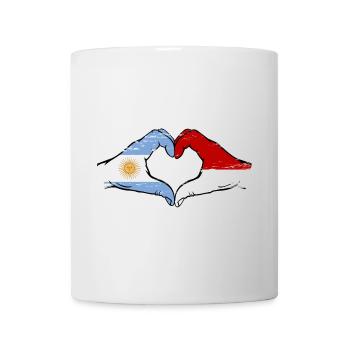 Argentina Indonesia Flag Hands Heart Shape Used - Mug - white - Front