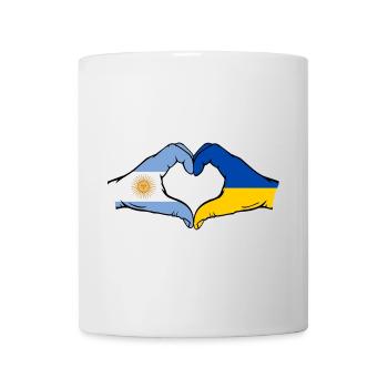 Argentina Ukraine Flag Hands Heart Shape - Mug - white - Front