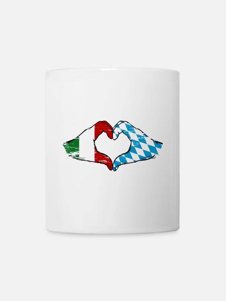 Italie Bavière drapeau mains coeur utilisé - Mug blanc - blanc
