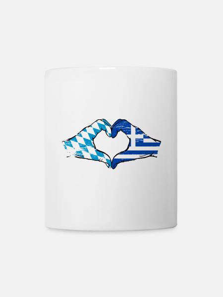 Bayern Griechenland Flagge Hände Herzform used - Tasse - Weiß