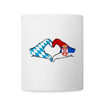 Bavaria Serbia Flag Hands Heart Shape - Mug - white - Front