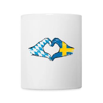 Bavière, Suède, Drapeau, Mains, Forme de coeur Utilisé - Mug blanc - blanc - Devant