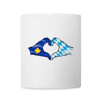 Kosovo Bavaria Flag Hands Heart Shape Used - Mug - white - Front