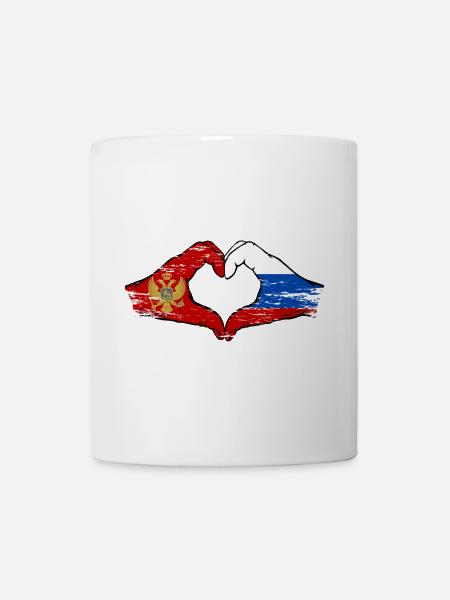Montenegro Russland Flagge Hände Herzform used - Tasse - Weiß