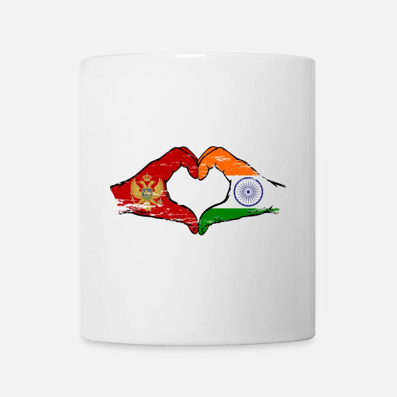 Montenegro India flag hands heart shape used - Mug - white