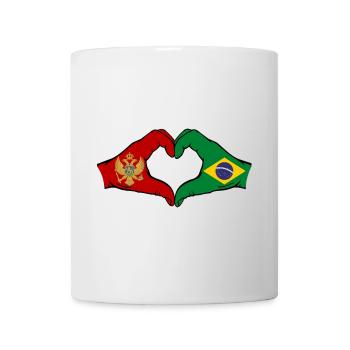 Monténégro Brésil Drapeau Mains Coeur Forme - Mug blanc - blanc - Devant
