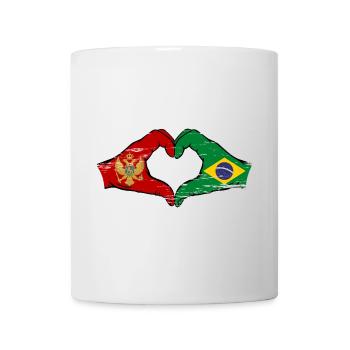 Montenegro Brazil Flag Hands Heart Shape Used - Mug - white - Front