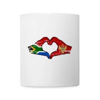 South Africa Montenegro flag hands heart shape used - Mug - white - Front