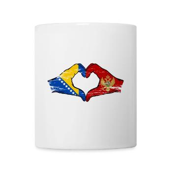 Bosnia Montenegro flag hands heart shape used - Mug - white - Front