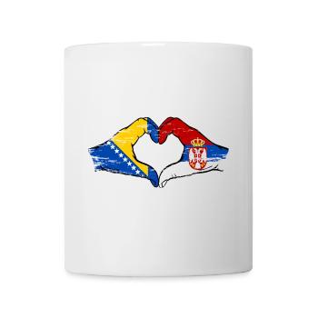 Bosnie Serbie drapeau mains forme de coeur utilisé - Mug blanc - blanc - Devant