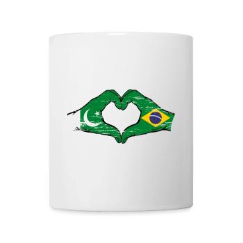 Pakistan Brésil drapeau mains forme de coeur utilisé - Mug blanc - blanc - Devant