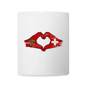 Maroc Suisse Drapeau Mains Coeur Forme Utilisé - Mug blanc - blanc - Devant