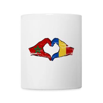 Marokko Rumänien Flagge Hände Herzform used - Tasse - Weiß - Vorne