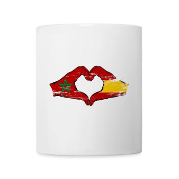 Marokko Spanien Flagge Hände Herzform used - Tasse - Weiß - Vorne