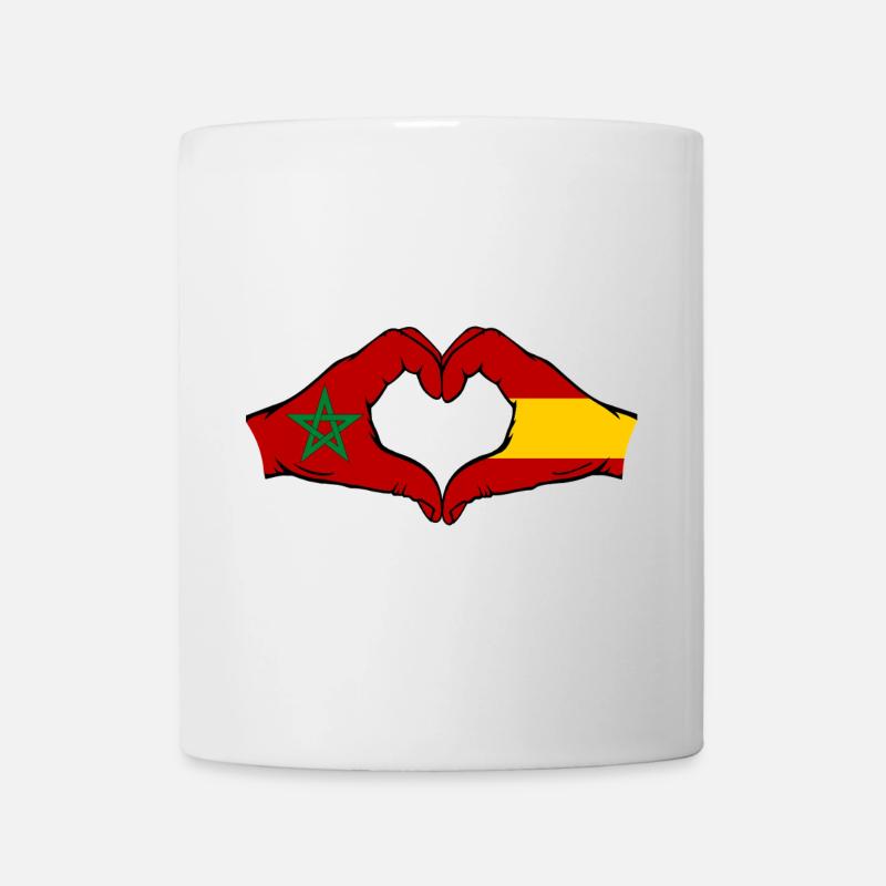 Marokko Spanien Flagge Hände Herzform - Tasse - Weiß