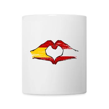 Spain Austria Flag Hands Heart Shape Used - Mug - white - Front