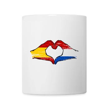Espagne Hollande drapeau mains coeur forme utilisé - Mug blanc - blanc - Devant