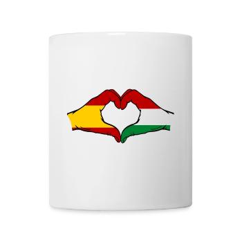 Spain Hungary Flag Hands Heart Shape - Mug - white - Front