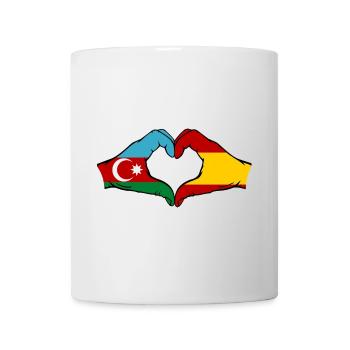 Aserbaidschan Spanien Flagge Haende Herzform - Tasse - Weiß - Vorne