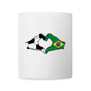 Brésil Football Drapeau Mains Coeur Forme - Mug blanc - blanc - Devant