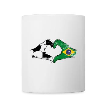 Brésil Football Drapeau Mains Coeur Forme Utilisé - Mug blanc - blanc - Devant