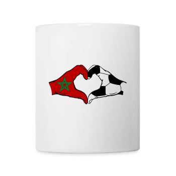 Drapeau de football du Maroc Mains Forme de Coeur - Mug blanc - blanc - Devant