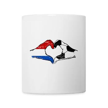 Hollande Football Drapeau Mains Coeur Forme Utilisé - Mug blanc - blanc - Devant