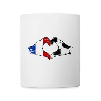 France Drapeau Football Mains Coeur Forme Utilisé - Mug blanc - blanc - Devant