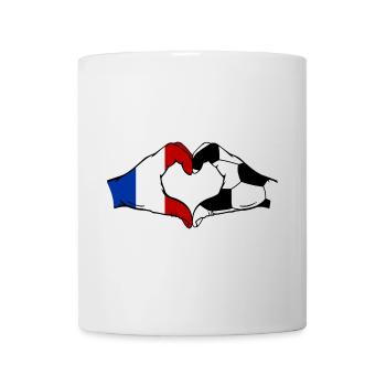 Frankreich Fussball Flagge Haende Herzform - Tasse - Weiß - Vorne