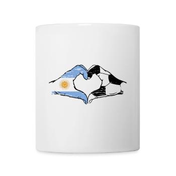 Argentina Football Flag Hands Heart Shape use - Mug - white - Front